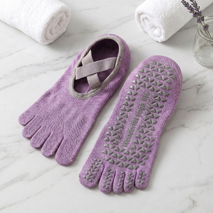 [Mother's Day Sale] Kora™ Short Cross-Strap Pilates / Yoga Five-Toe Socks for Ladies