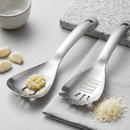 Ultimate Multi-Functional Kitchen Spoon | Pro-Grade 304 Stainless Steel Grater, Masher, Pasta Server & More