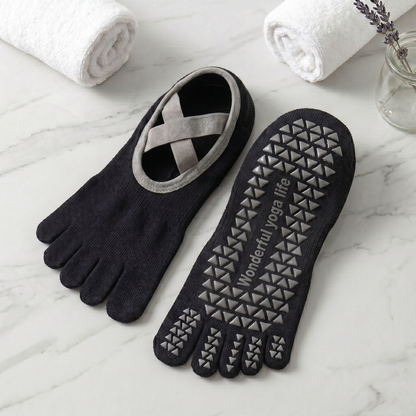 [Mother's Day Sale] Kora™ Short Cross-Strap Pilates / Yoga Five-Toe Socks for Ladies