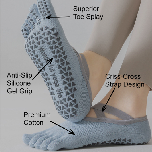 [Mother's Day Sale] Kora™ Short Cross-Strap Pilates / Yoga Five-Toe Socks for Ladies