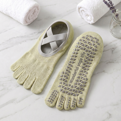 [Mother's Day Sale] Kora™ Short Cross-Strap Pilates / Yoga Five-Toe Socks for Ladies