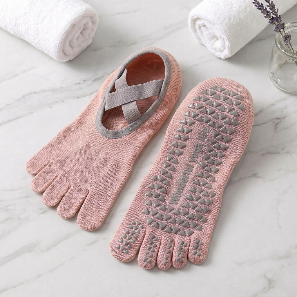 [Mother's Day Sale] Kora™ Short Cross-Strap Pilates / Yoga Five-Toe Socks for Ladies