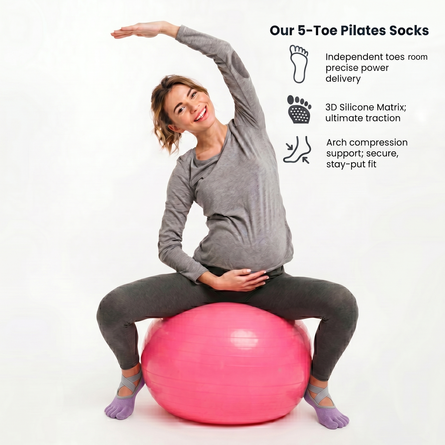 [Mother's Day Sale] Kora™ Short Cross-Strap Pilates / Yoga Five-Toe Socks for Ladies