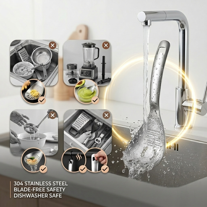 Ultimate Multi-Functional Kitchen Spoon | Pro-Grade 304 Stainless Steel Grater, Masher, Pasta Server & More