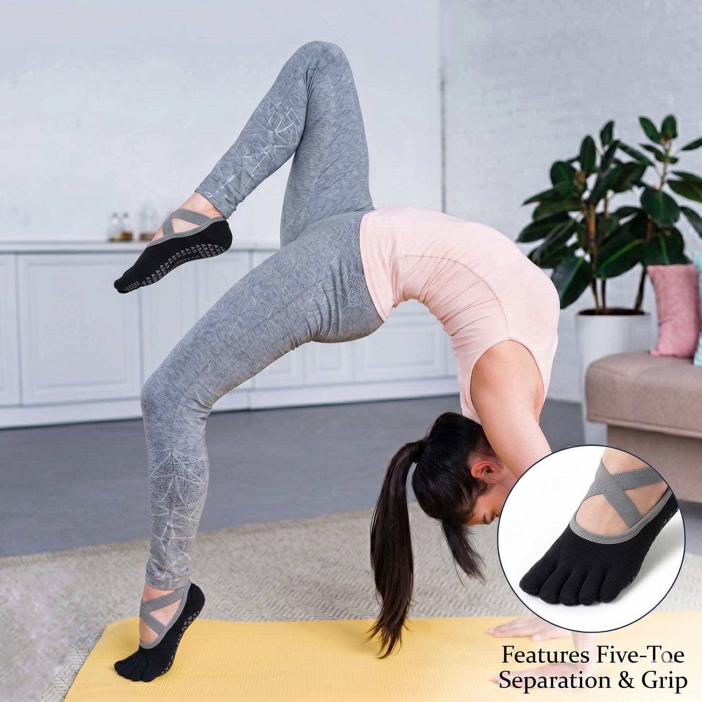 [Mother's Day Sale] Kora™ Short Cross-Strap Pilates / Yoga Five-Toe Socks for Ladies