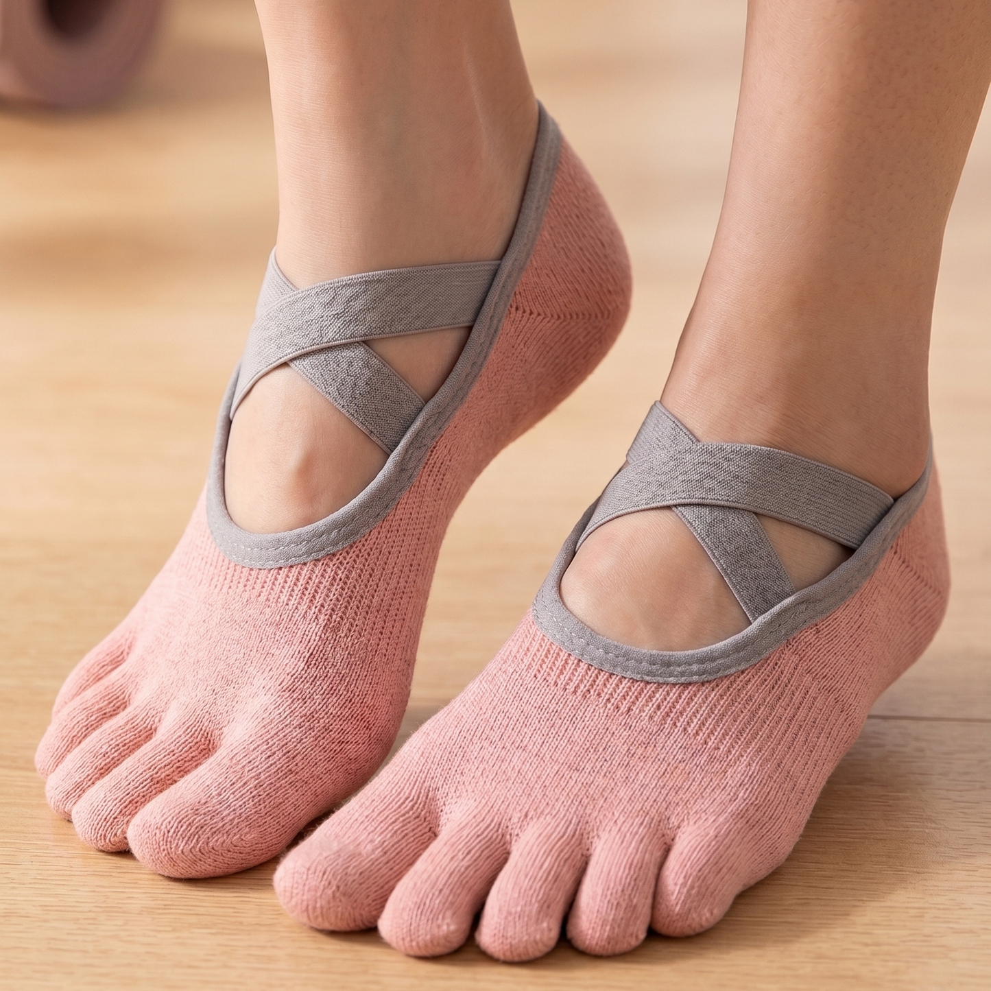 [Mother's Day Sale] Kora™ Short Cross-Strap Pilates / Yoga Five-Toe Socks for Ladies